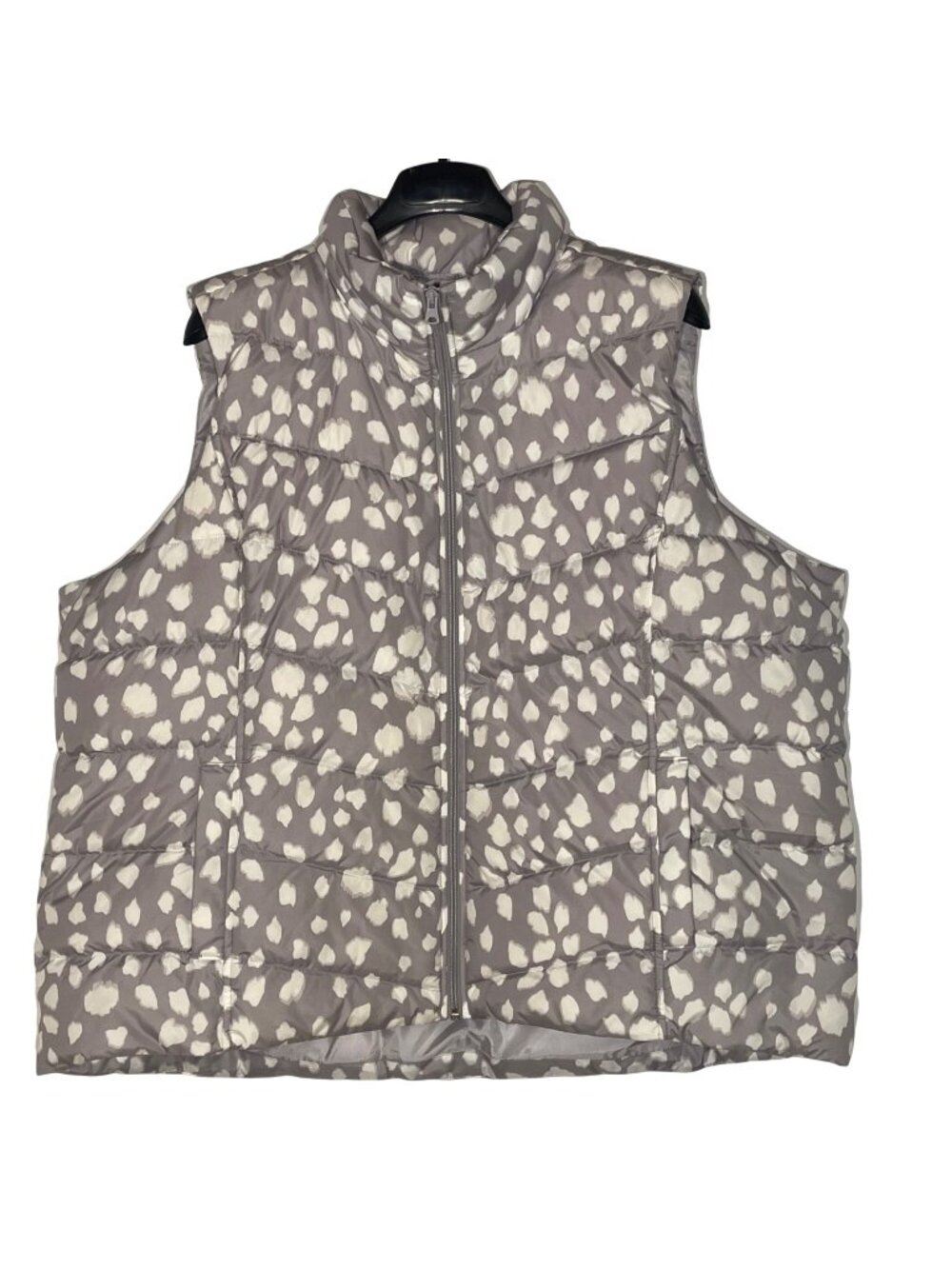 Lands' End Full Zip Speckled Dotted Puffer Vest Sz 2X Layering Gray